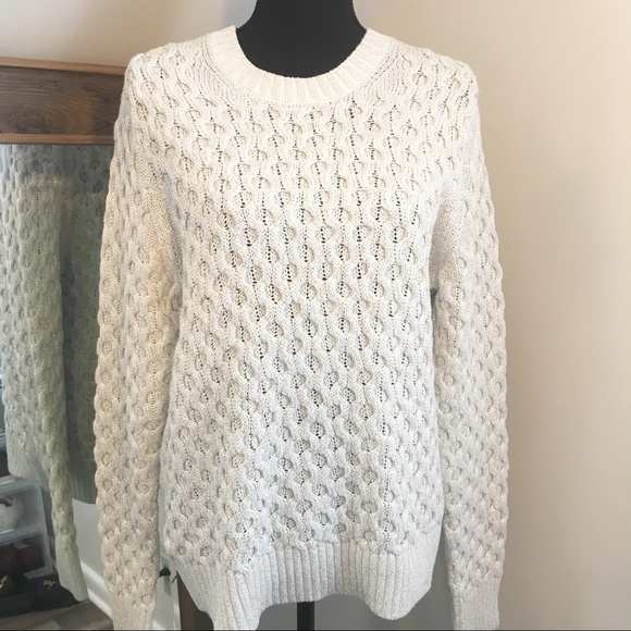 J. Crew Sweaters - J. crew | Metallic Cable Knit Sweater Silver